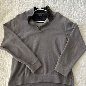 Lands' End Gray Zip Up Sweater with Fleece Lining